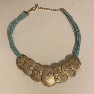 Gold and Teal Statement Necklace